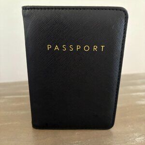 Black Textured Passport Holder Wallet Card Holder New